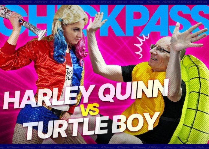 ChickPass Amateurs Pairs Turtle Boy with Harley Quinn for a Wild Encounter