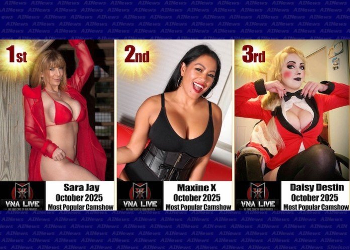 SARA JAY VOTED #1 VNALIVE.COM CAM STAR FOR OCTOBER 2025! 