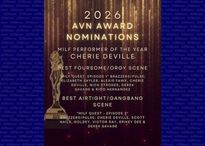 Cherie DeVille Seizes Three 2026 AVN Award Nominations, Including ‘MILF Performer of the Year’